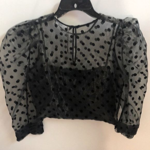 COPY - Zara Black Organza Polka Dot Crop Blouse NWT - Picture 14 of 14